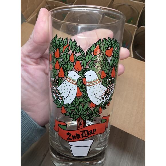 Vintage Indiana Glass 12 Days Of Christmas Drinking Glasses Original Box Holiday - Picture 10 of 16